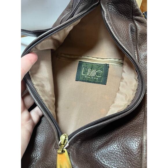 Libaire Pebbled Leather Crossbody Bag Reddish Brown Cordovan Purse USA - Picture 3 of 8